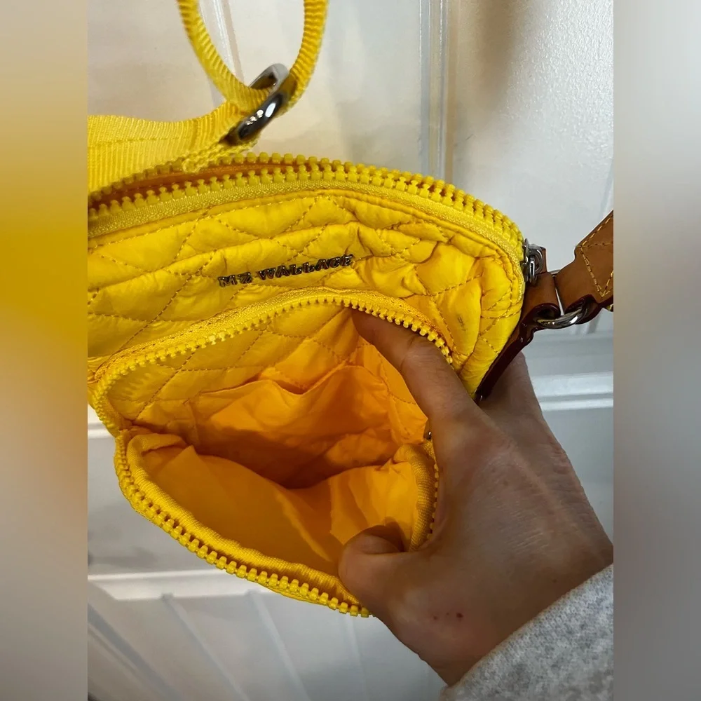 MZ Wallace Metro Quilted Nylon Crossbody Bag Bright Yellow - Picture 4 of 11